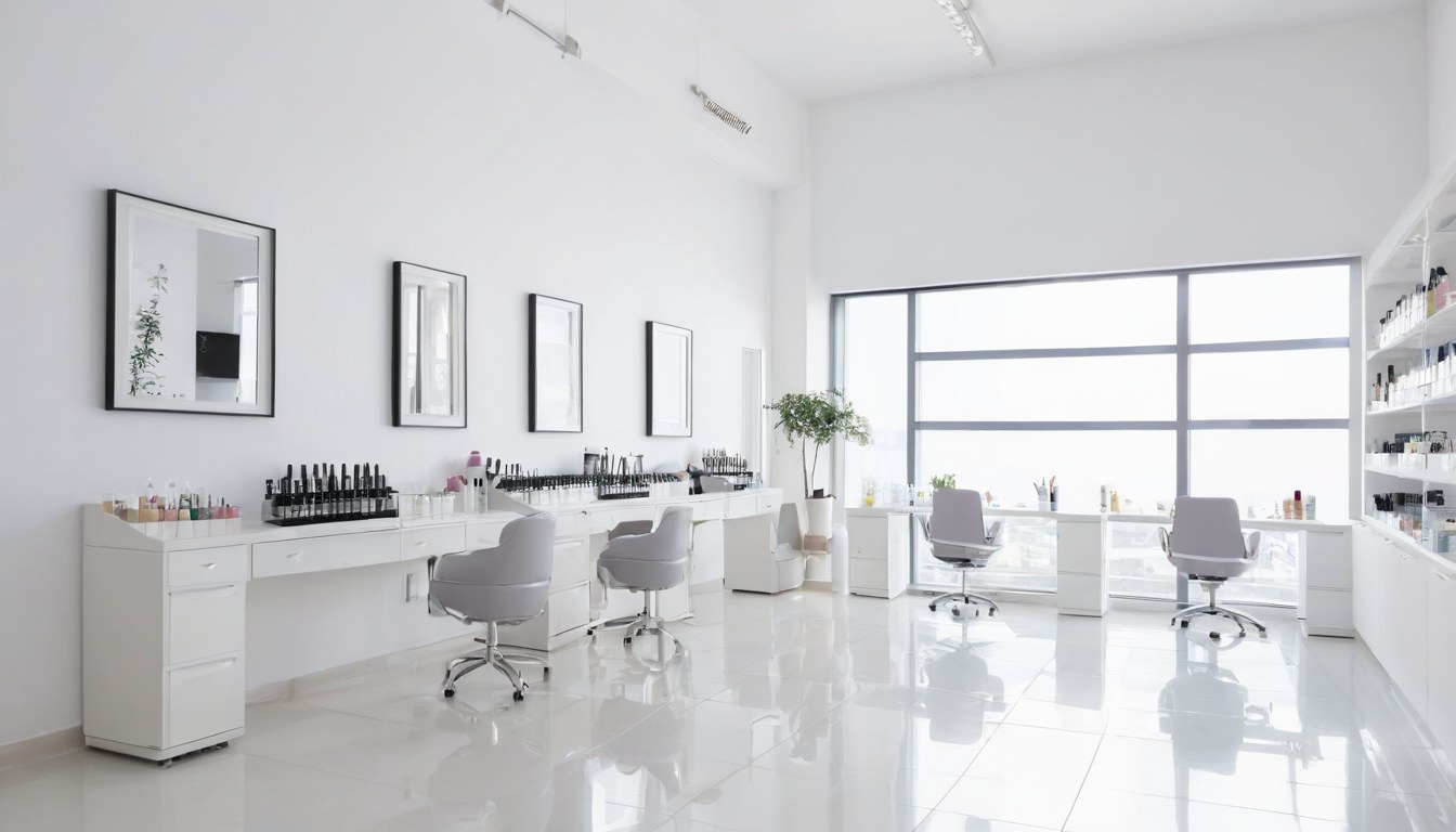 Salón de manicure profesional limpio e iluminado