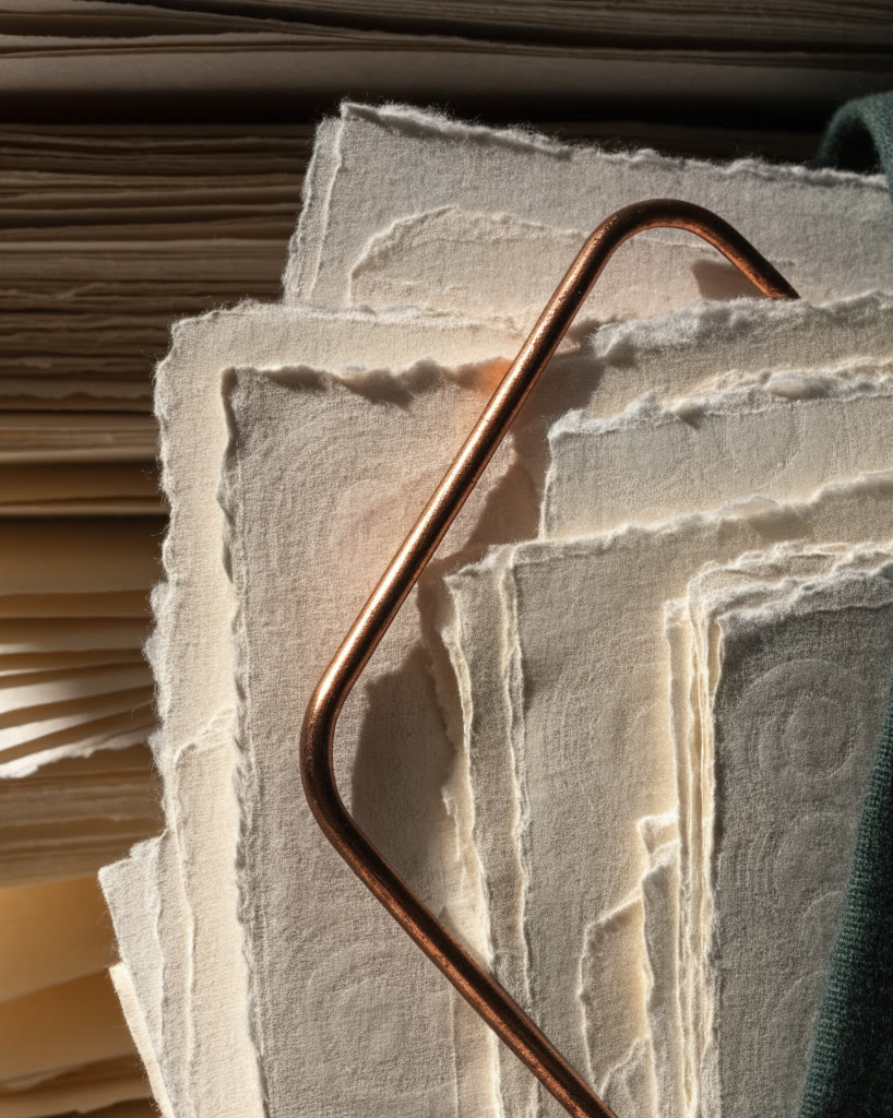 Hojas de papel de archivo con un clip de cobre