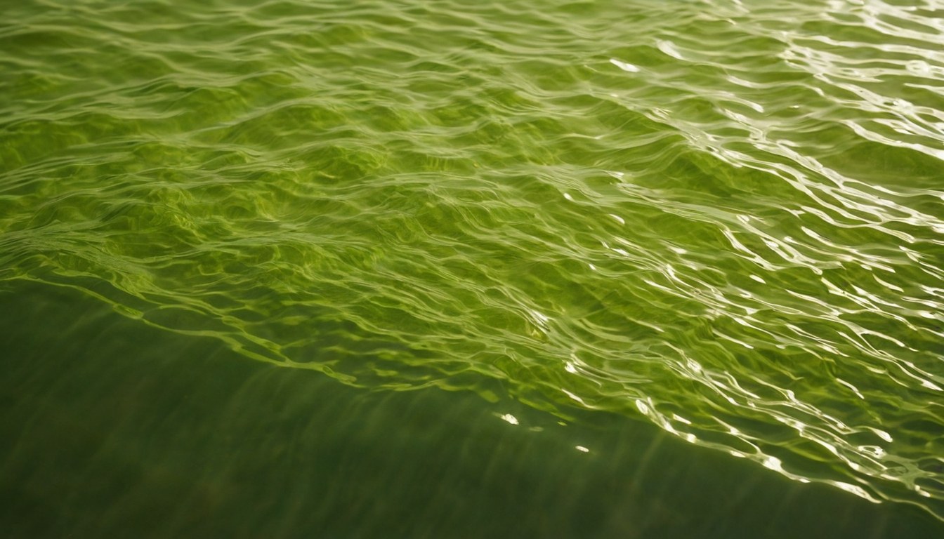Cáusticas de luz sobre agua tranquila junto a un cuenco de cerámica