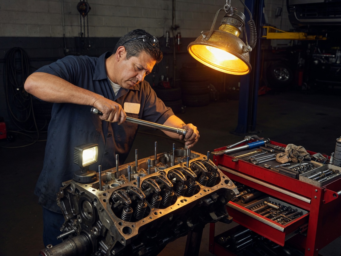 Mecánico profesional trabajando en motor